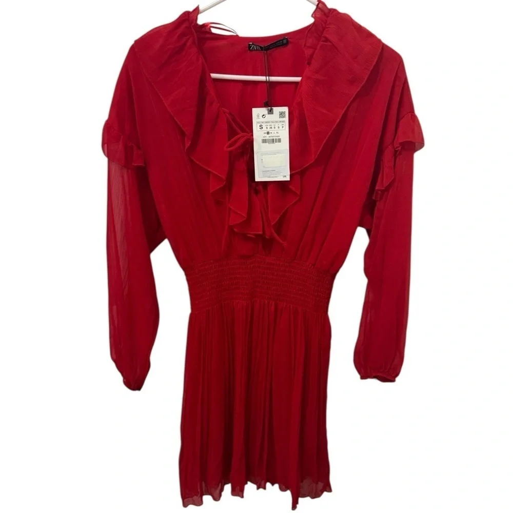 ZARA SHORT RUFFLED DRESS BRAND NEW WITH TAGS Small